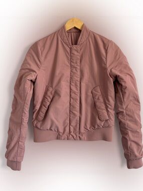 Lululemon Rose Mauve Convertible Bomber Jacket Sz 4 Cropped